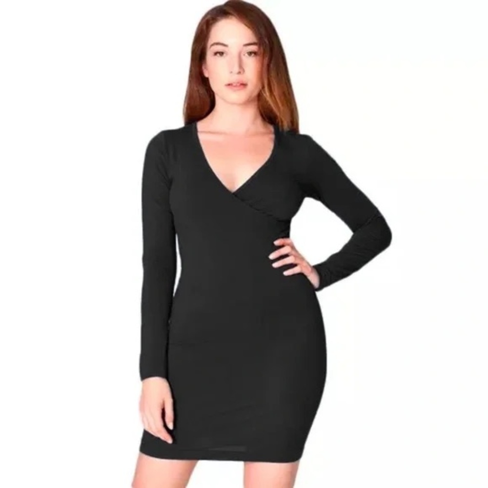 American Apparel Black Cross V-Neck dress - Picture 2 of 8